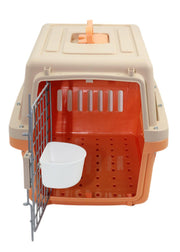 YES4PETS Medium Dog Cat Crate Pet Carrier Airline Cage With Bowl & Tray-Orange V278-AA2-ORANGE-BOWL-TRAY
