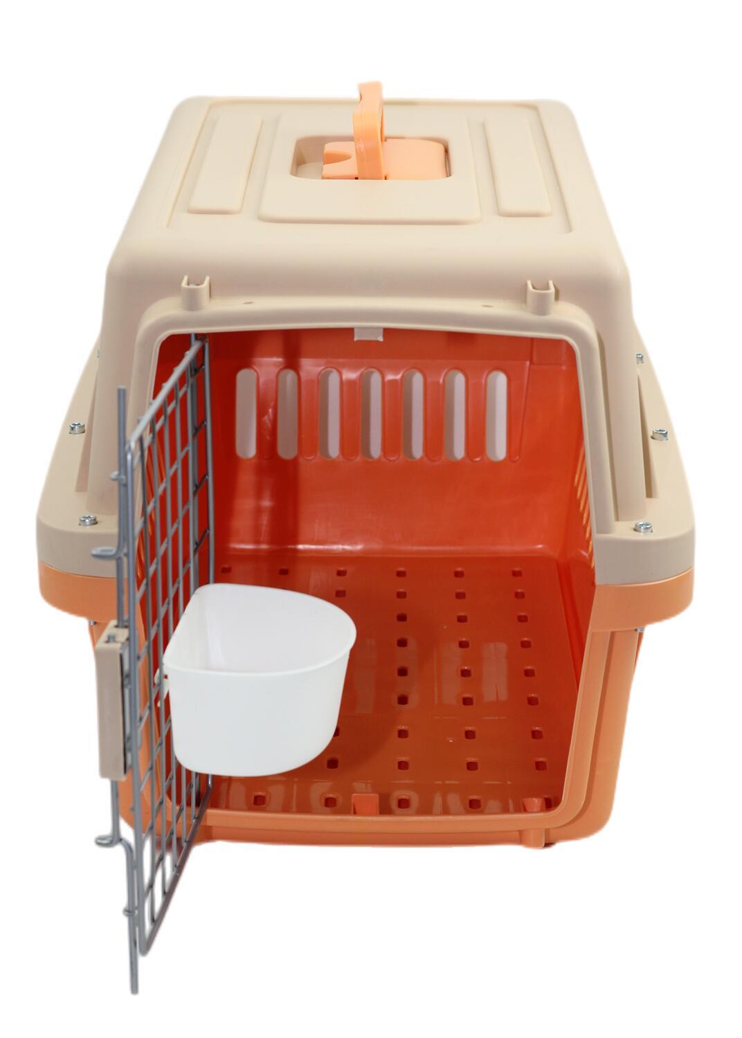 YES4PETS Medium Dog Cat Crate Pet Carrier Airline Cage With Bowl & Tray-Orange V278-AA2-ORANGE-BOWL-TRAY