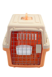 YES4PETS Medium Dog Cat Crate Pet Carrier Airline Cage With Bowl & Tray-Orange V278-AA2-ORANGE-BOWL-TRAY