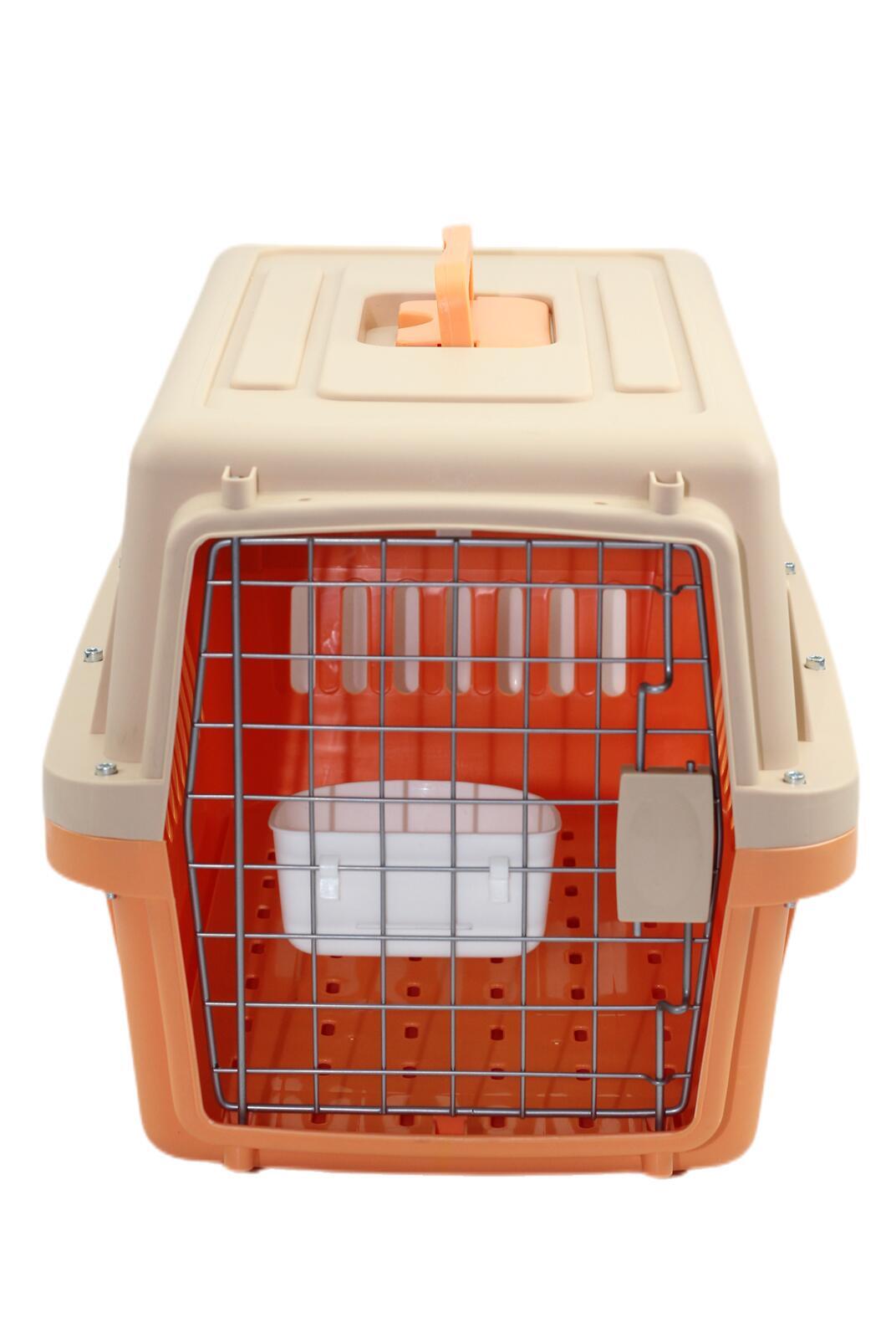 YES4PETS Medium Dog Cat Crate Pet Carrier Airline Cage With Bowl & Tray-Orange V278-AA2-ORANGE-BOWL-TRAY