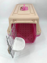 YES4PETS Medium Dog Cat Crate Pet Carrier Airline Cage With Bowl & Tray-Pink V278-AA2-PINK