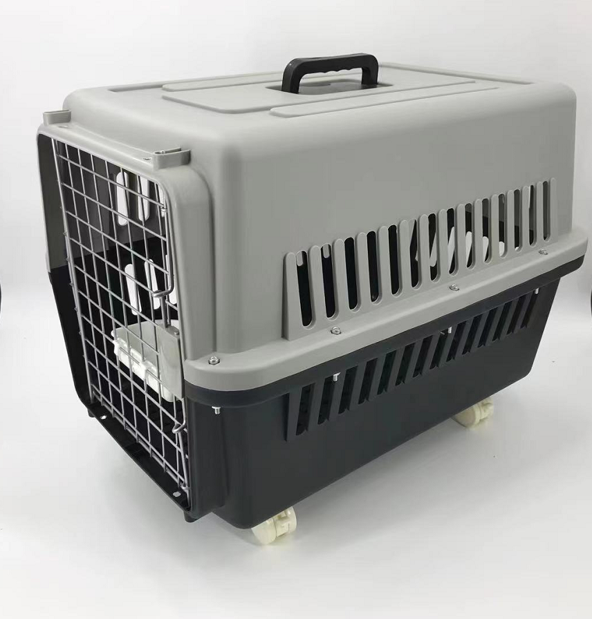 YES4PETS Large Dog Cat Crate Pet Carrier Rabbit Airline Cage With Tray, Bowl & Wheel Black V278-AA3_BLACK-BOWL-TRAY-WHEEL