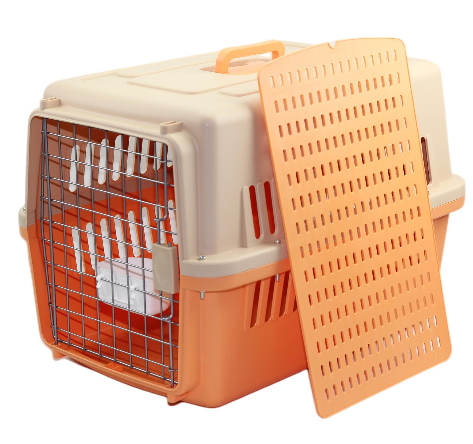 YES4PETS Large Dog Cat Crate Pet Carrier Rabbit Airline Cage With Tray And Bowl Orange V278-AA3_ORANGE-BOWL-TRAY