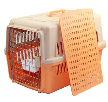 YES4PETS Large Dog Cat Crate Pet Carrier Rabbit Airline Cage With Tray And Bowl Orange V278-AA3_ORANGE-BOWL-TRAY