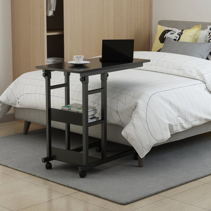 YES4HOMES Side Table with Storage Shelves, Height Adjustable Sofa Couch Coffee End Table Bedside Table Laptop V278-ADJUSTABLE-COMPUTER-DESK