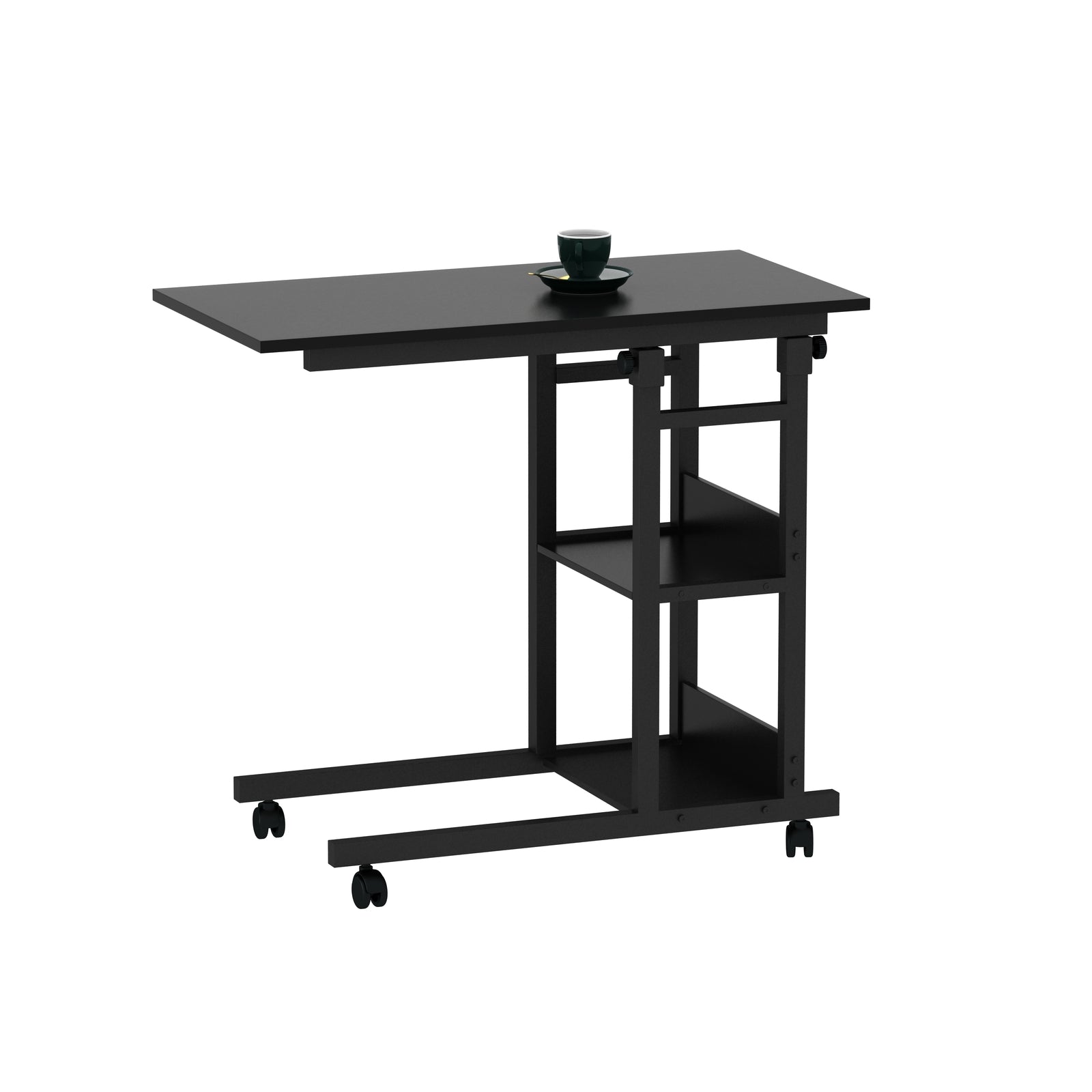 YES4HOMES Side Table with Storage Shelves, Height Adjustable Sofa Couch Coffee End Table Bedside Table Laptop V278-ADJUSTABLE-COMPUTER-DESK