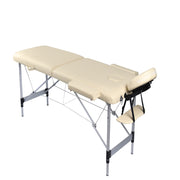 YES4HOMES 2 Fold Portable Aluminium Massage Table Massage Bed Beauty Therapy Beige V278-ALUM-2FOLD-MTA02-BE