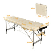 YES4HOMES 2 Fold Portable Aluminium Massage Table Massage Bed Beauty Therapy Beige V278-ALUM-2FOLD-MTA02-BE