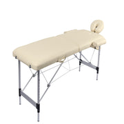 YES4HOMES 2 Fold Portable Aluminium Massage Table Massage Bed Beauty Therapy Beige V278-ALUM-2FOLD-MTA02-BE