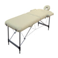 YES4HOMES 2 Fold 6cm Thickness Foam Portable Aluminium Massage Table Massage Bed Beauty Therapy Beige V278-ALUM-FOLD2-60F-BE