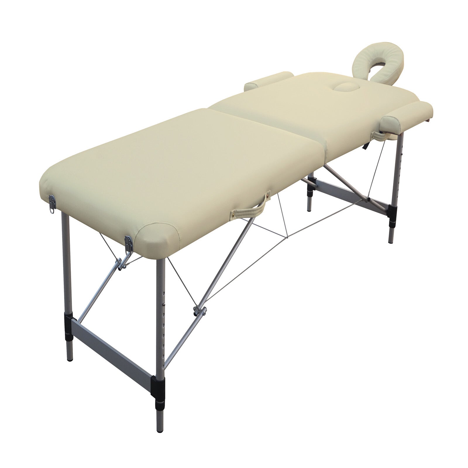 YES4HOMES 2 Fold 6cm Thickness Foam Portable Aluminium Massage Table Massage Bed Beauty Therapy Beige V278-ALUM-FOLD2-60F-BE