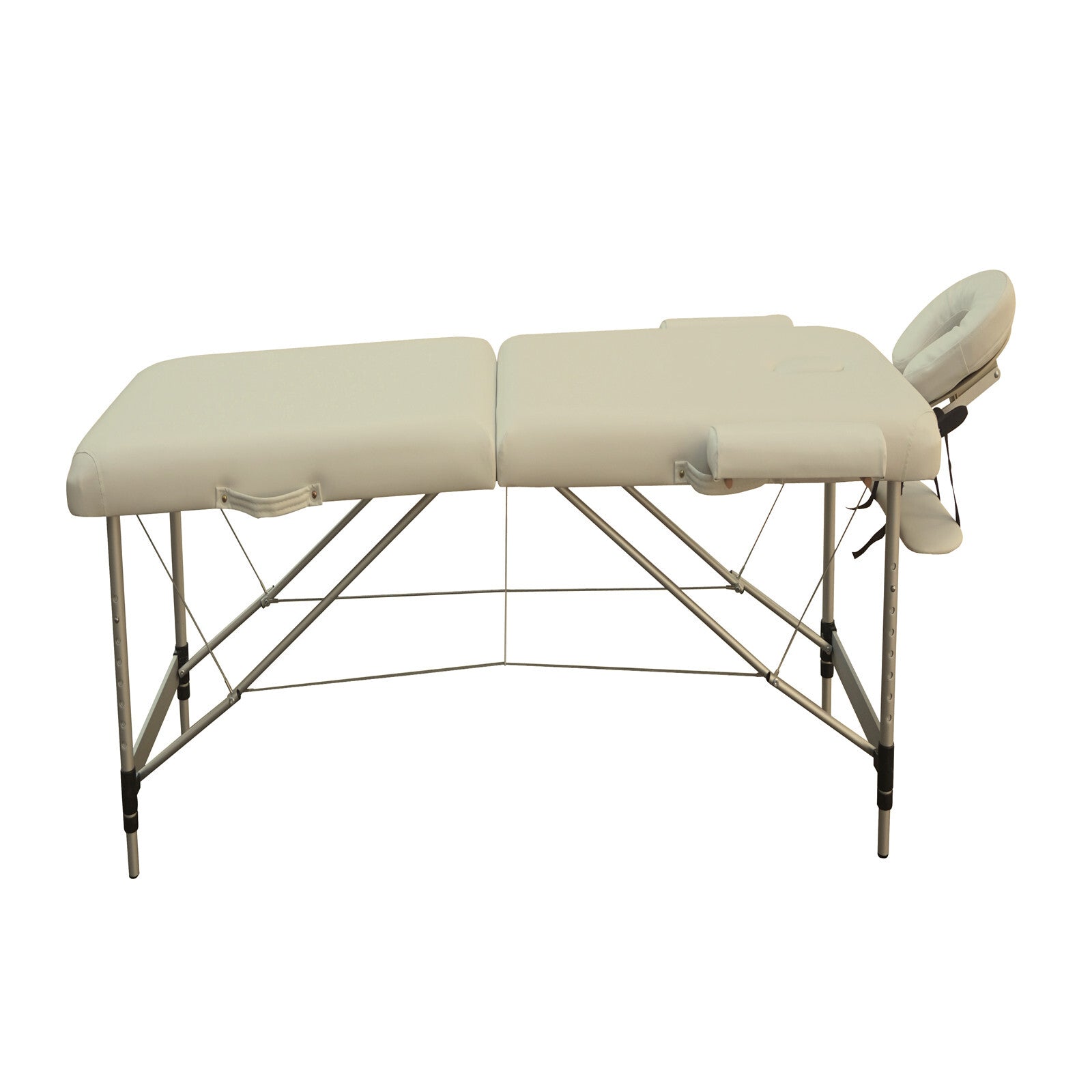 YES4HOMES 2 Fold 6cm Thickness Foam Portable Aluminium Massage Table Massage Bed Beauty Therapy Beige V278-ALUM-FOLD2-60F-BE