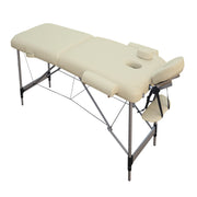 YES4HOMES 2 Fold 6cm Thickness Foam Portable Aluminium Massage Table Massage Bed Beauty Therapy Beige V278-ALUM-FOLD2-60F-BE