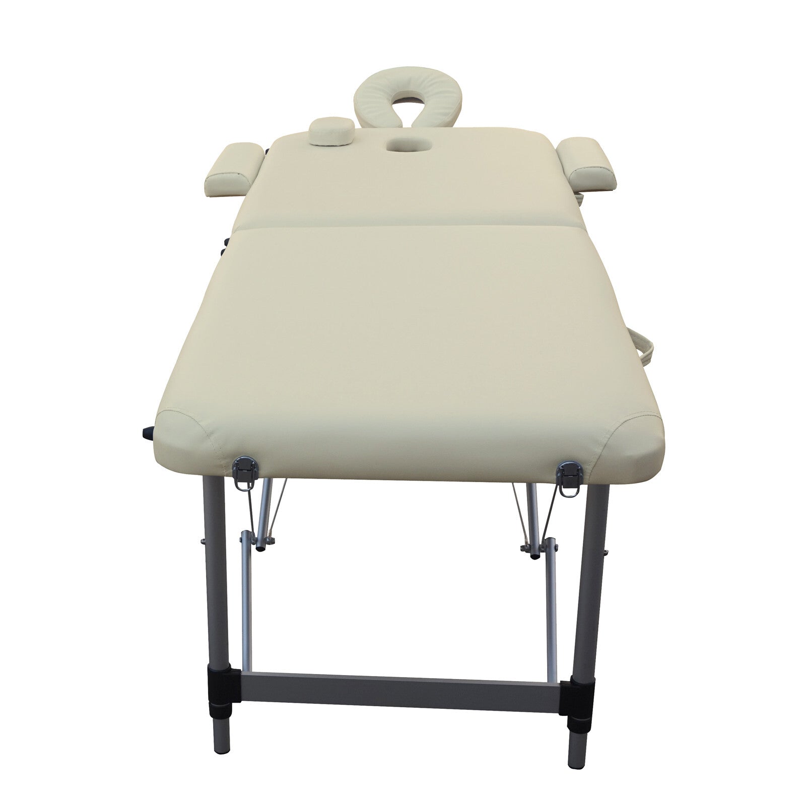 YES4HOMES 2 Fold 6cm Thickness Foam Portable Aluminium Massage Table Massage Bed Beauty Therapy Beige V278-ALUM-FOLD2-60F-BE
