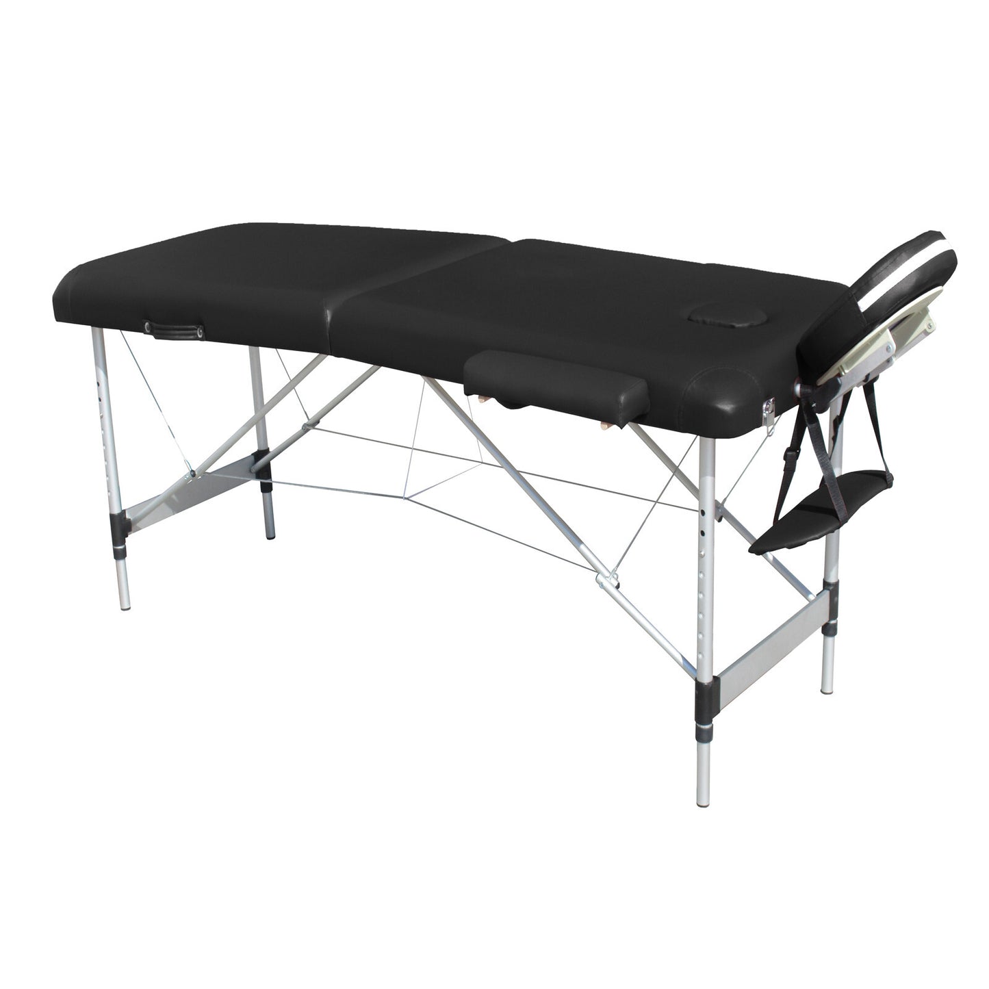 YES4HOMES 2 Fold 6cm Thickness Foam Portable Aluminium Massage Table Massage Bed Beauty Therapy Black V278-ALUM-FOLD2-60F-BK