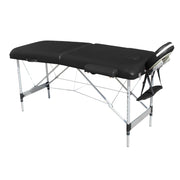 YES4HOMES 2 Fold 6cm Thickness Foam Portable Aluminium Massage Table Massage Bed Beauty Therapy Black V278-ALUM-FOLD2-60F-BK
