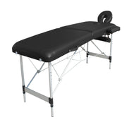 YES4HOMES 2 Fold 6cm Thickness Foam Portable Aluminium Massage Table Massage Bed Beauty Therapy Black V278-ALUM-FOLD2-60F-BK