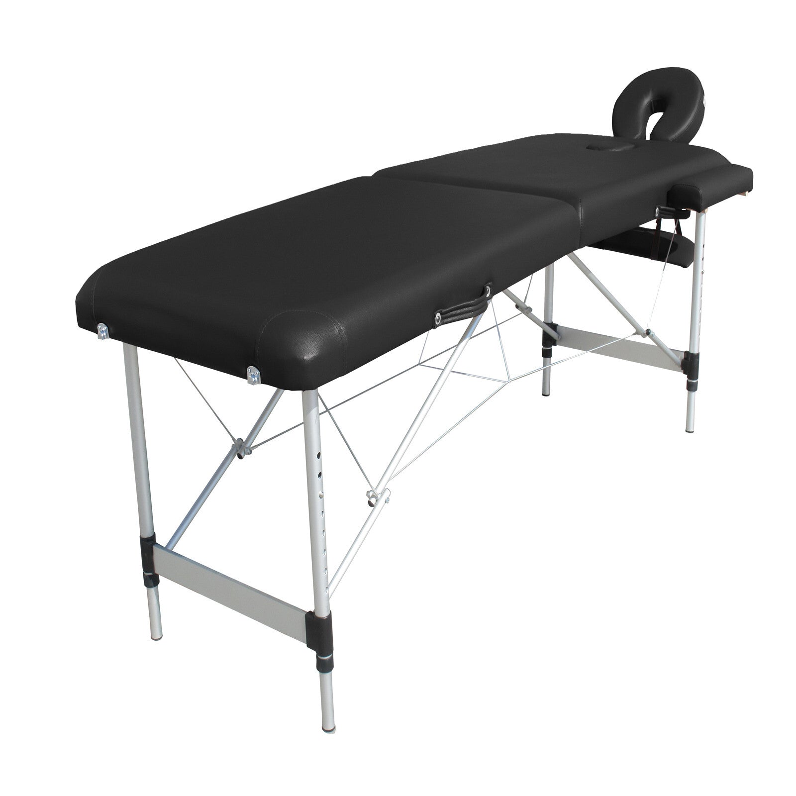 YES4HOMES 2 Fold 6cm Thickness Foam Portable Aluminium Massage Table Massage Bed Beauty Therapy Black V278-ALUM-FOLD2-60F-BK