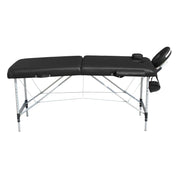 YES4HOMES 2 Fold 6cm Thickness Foam Portable Aluminium Massage Table Massage Bed Beauty Therapy Black V278-ALUM-FOLD2-60F-BK