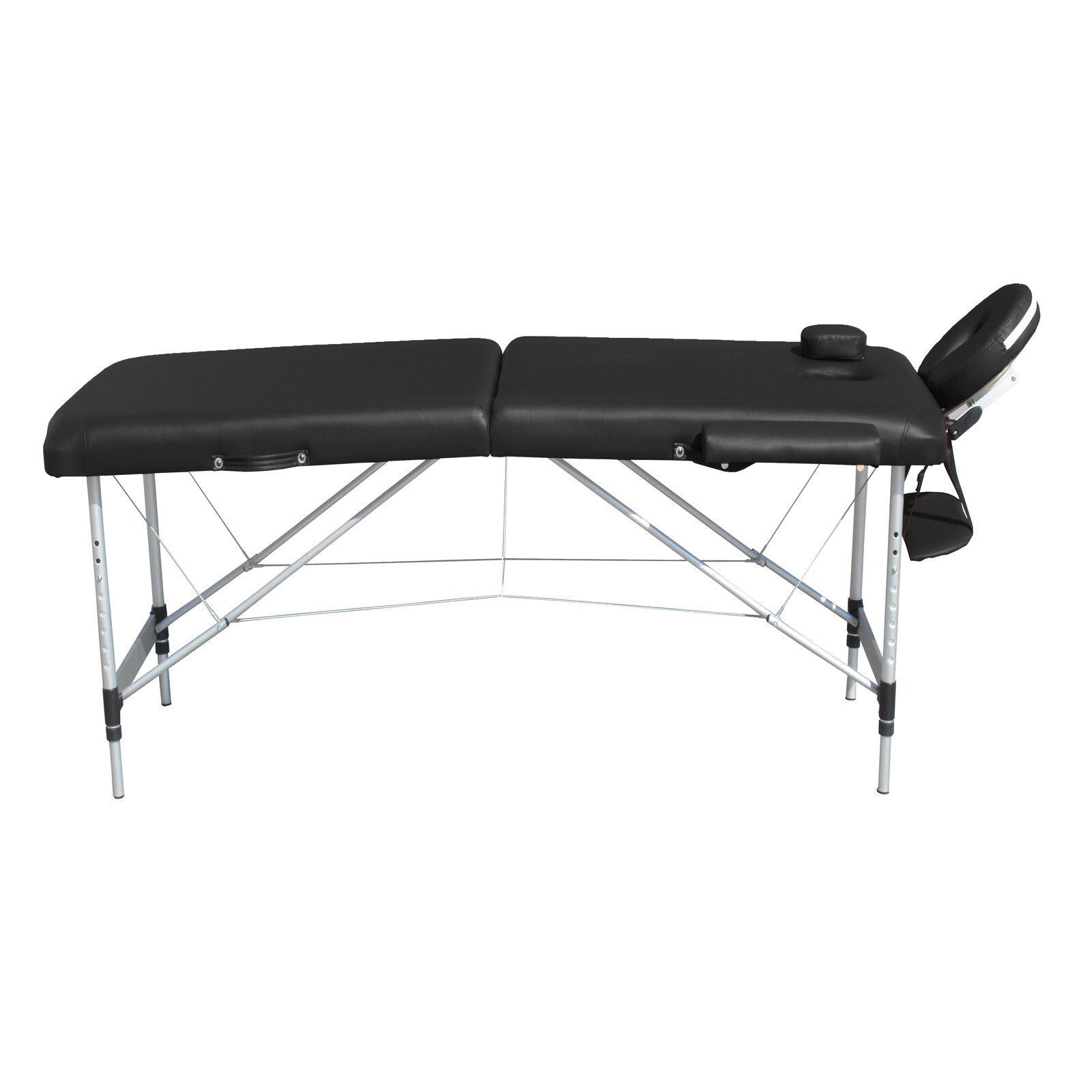 YES4HOMES 2 Fold 6cm Thickness Foam Portable Aluminium Massage Table Massage Bed Beauty Therapy Black V278-ALUM-FOLD2-60F-BK
