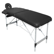 YES4HOMES 2 Fold 6cm Thickness Foam Portable Aluminium Massage Table Massage Bed Beauty Therapy Black V278-ALUM-FOLD2-60F-BK