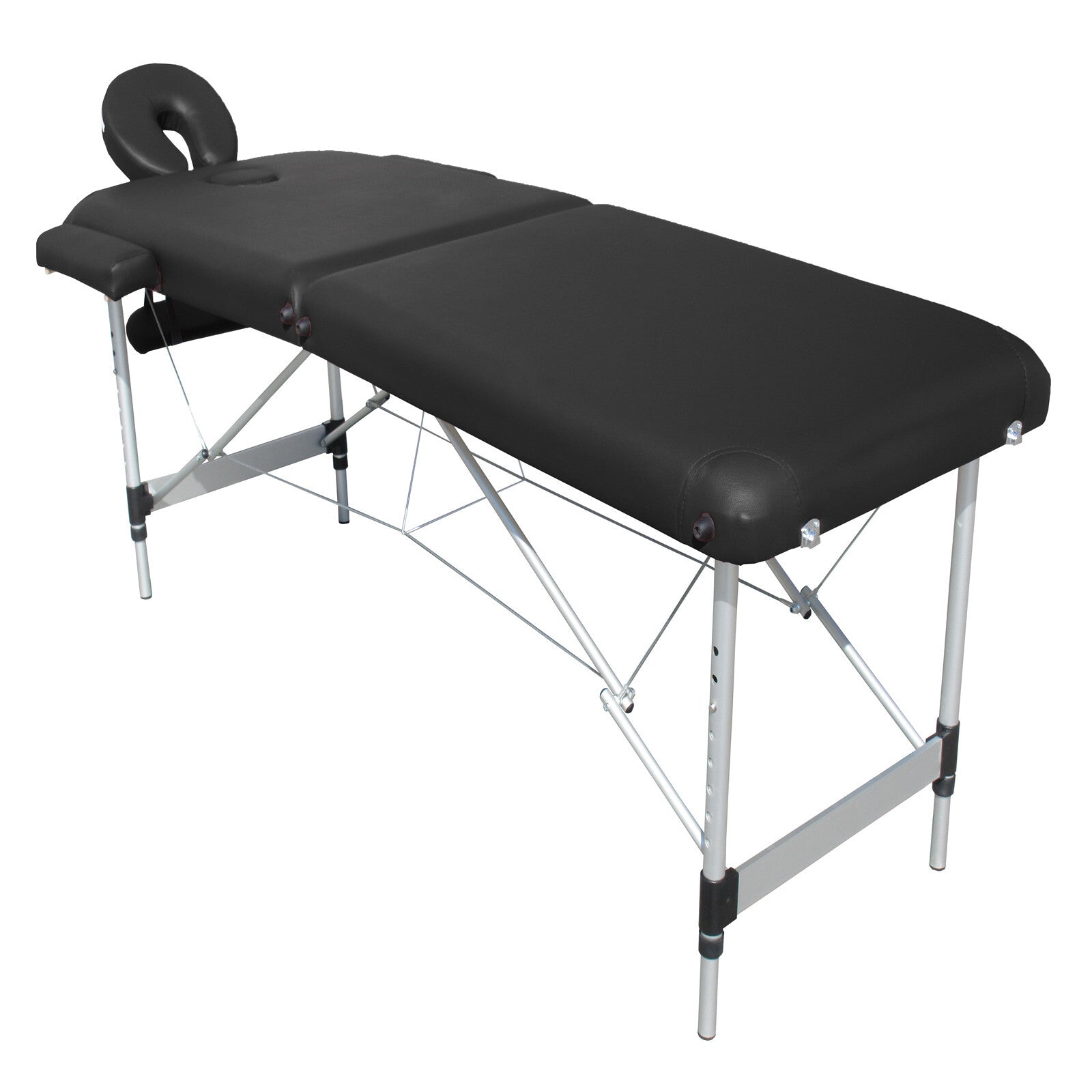 YES4HOMES 2 Fold 6cm Thickness Foam Portable Aluminium Massage Table Massage Bed Beauty Therapy Black V278-ALUM-FOLD2-60F-BK
