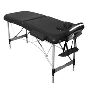 YES4HOMES 2 Fold 6cm Thickness Foam Portable Aluminium Massage Table Massage Bed Beauty Therapy Black V278-ALUM-FOLD2-60F-BK