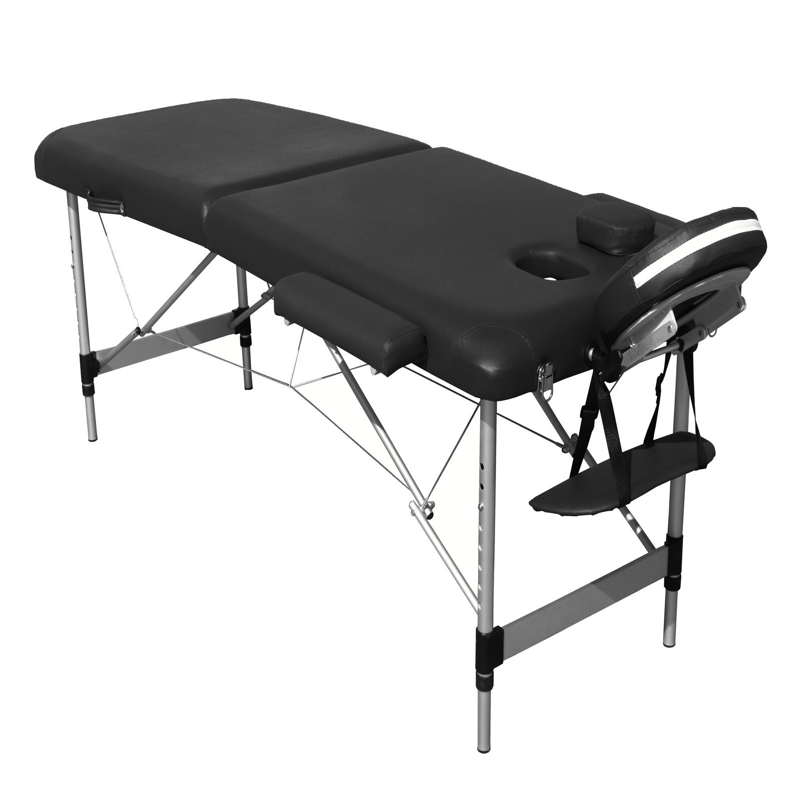 YES4HOMES 2 Fold 6cm Thickness Foam Portable Aluminium Massage Table Massage Bed Beauty Therapy Black V278-ALUM-FOLD2-60F-BK