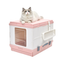 YES4PETS XL Portable Cat Toilet Litter Box Tray Foldable House with Handle and Scoop Pink V278-AT1001-LITTER-TRAY-PINK