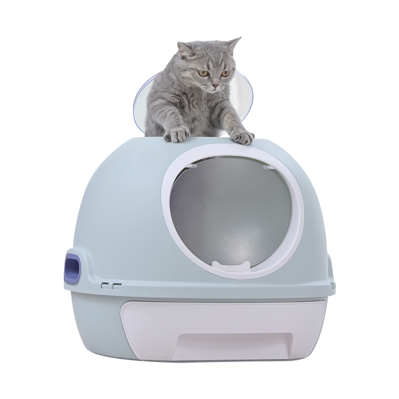 YES4PETS Hooded Cat Toilet Litter Box Tray House With Drawer & Scoop Blue V278-AT1002-3-WINDOWTRAY-BLUE