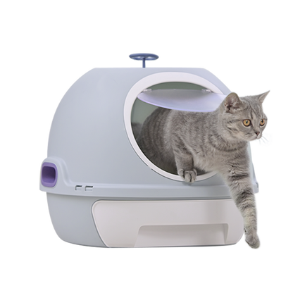 YES4PETS Hooded Cat Toilet Litter Box Tray House With Drawer & Scoop Blue V278-AT1002-3-WINDOWTRAY-BLUE