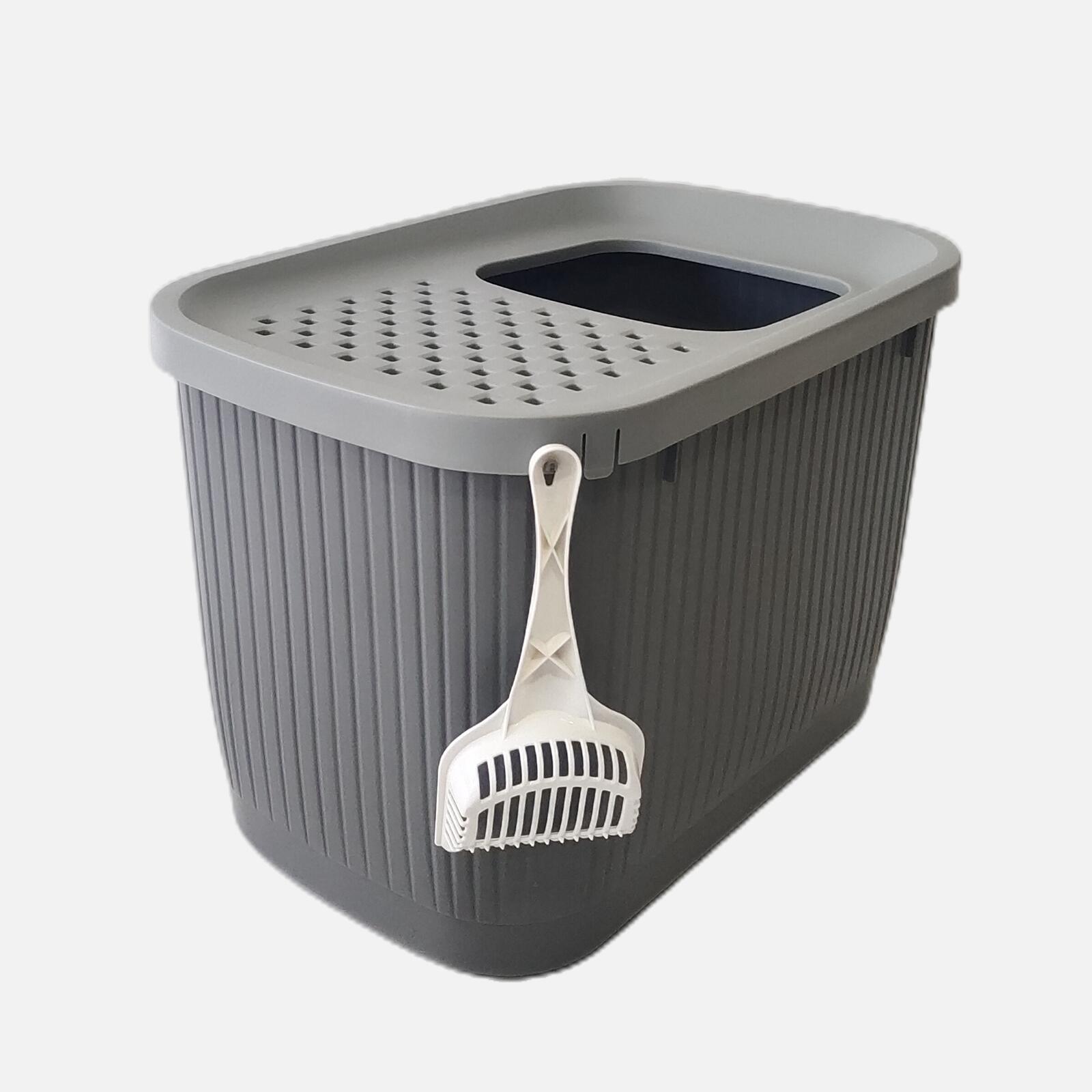 YES4PETS XXL Top Entry Cat Litter Box No Mess Large Enclosed Covered Kitty Tray Grey V278-AT1007-GREY