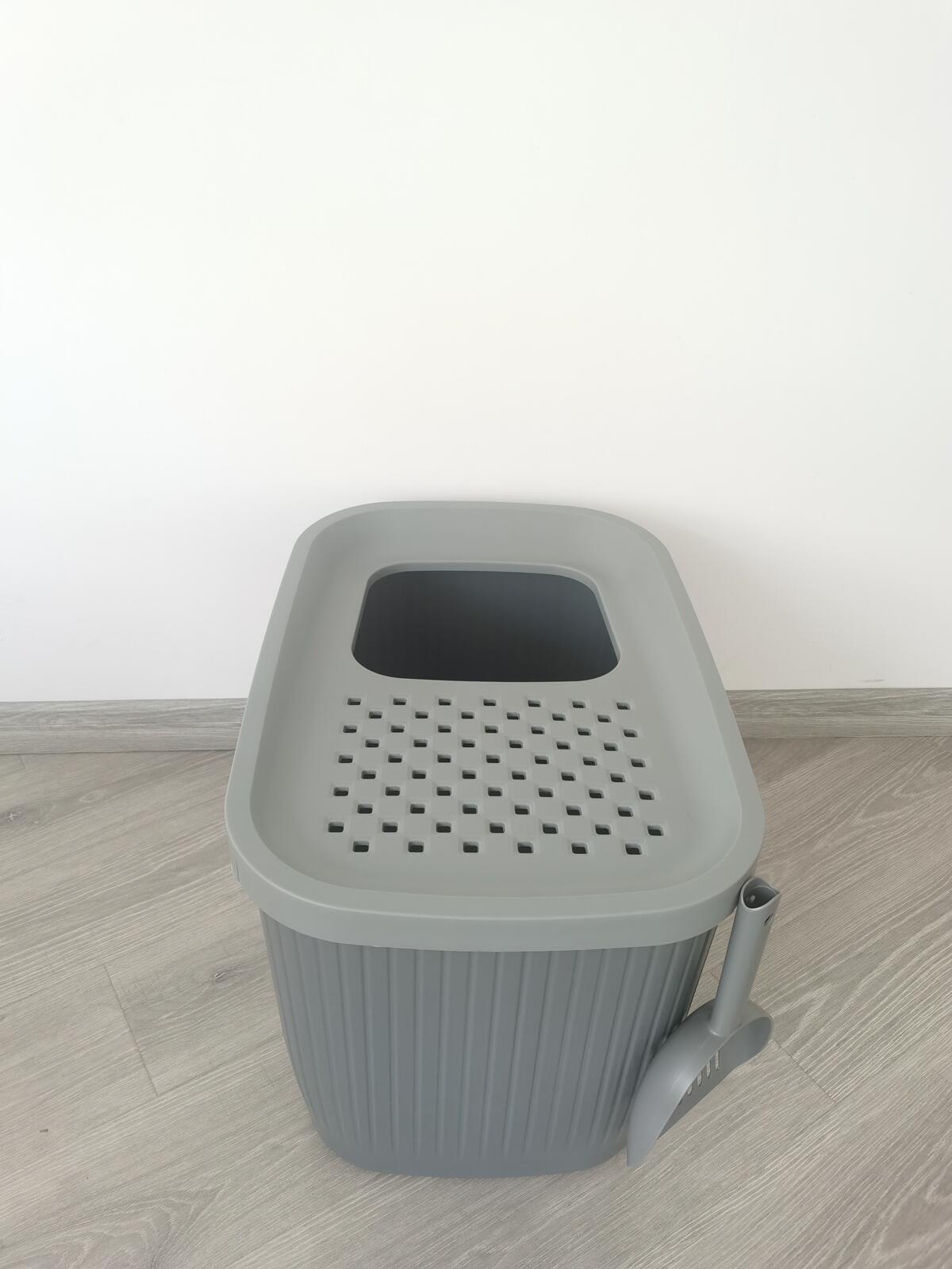 YES4PETS XXL Top Entry Cat Litter Box No Mess Large Enclosed Covered Kitty Tray Grey V278-AT1007-GREY