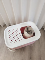 YES4PETS XXL Top Entry Cat Litter Box No Mess Large Enclosed Covered Kitty Tray Pink V278-AT1007-PINK