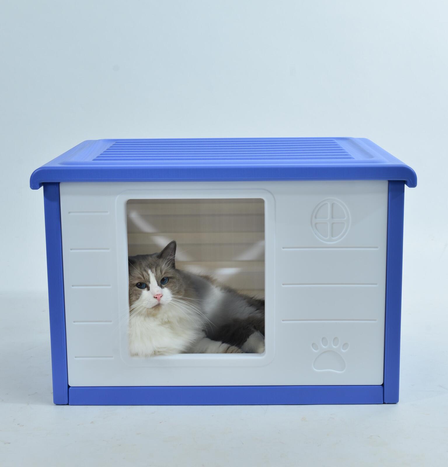 YES4PETS Small Plastic Pet Dog Puppy Cat House Kennel Blue V278-AT2004-BLUE-PET-HOUSE