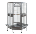 YES4PETS 161 cm XL Corner Bird Cage Pet Parrot Aviary Perch Castor Wheel Stand Black Silver V278-B075-XL-161CM