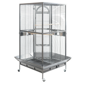 YES4PETS 161 cm XL Corner Bird Cage Pet Parrot Aviary Perch Castor Wheel Stand Black Silver V278-B075-XL-161CM