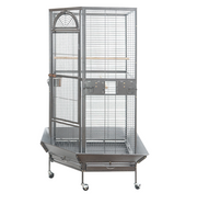 YES4PETS 161 cm XL Corner Bird Cage Pet Parrot Aviary Perch Castor Wheel Stand Black Silver V278-B075-XL-161CM