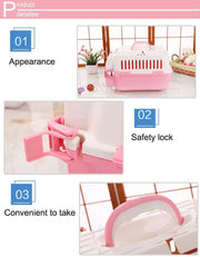 YES4PETS Small Dog Cat Crate Pet Carrier Rabbit Guinea Pig Cage With Tray-Pink V278-BP148-CARRIER-S-PINK