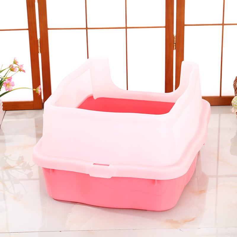 YES4PETS Large Deep Cat Kitty Litter Tray High Wall Pet Toilet Grid Tray With Scoop Pink V278-BP151-GRID-PINK