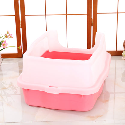 YES4PETS Large Deep Cat Kitty Litter Tray High Wall Pet Toilet Grid Tray With Scoop Pink V278-BP151-GRID-PINK