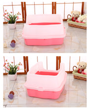 YES4PETS Large Deep Cat Kitty Litter Tray High Wall Pet Toilet Grid Tray With Scoop Pink V278-BP151-GRID-PINK