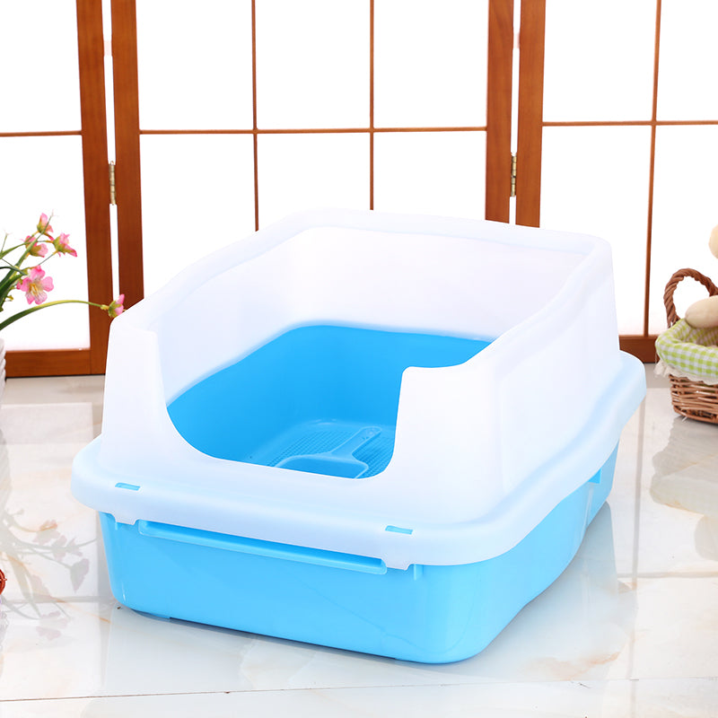 YES4PETS Large Deep Cat Kitty Litter Tray High Wall Pet Toilet Tray With Scoop Blue V278-BP151-LITTER-TRAY-BLUE