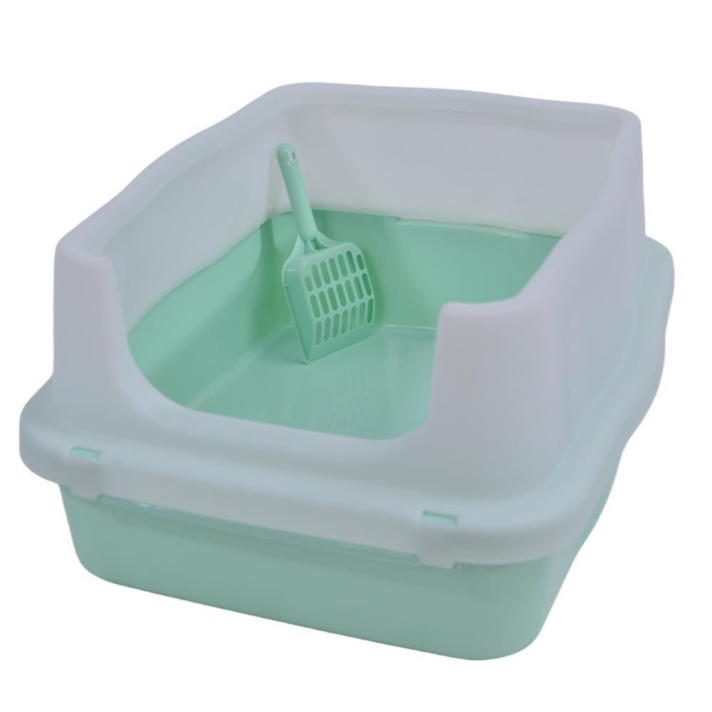 YES4PETS Large Deep Cat Kitty Litter Tray High Wall Pet Toilet Tray With Scoop Green V278-BP151-LITTER-TRAY-GREEN