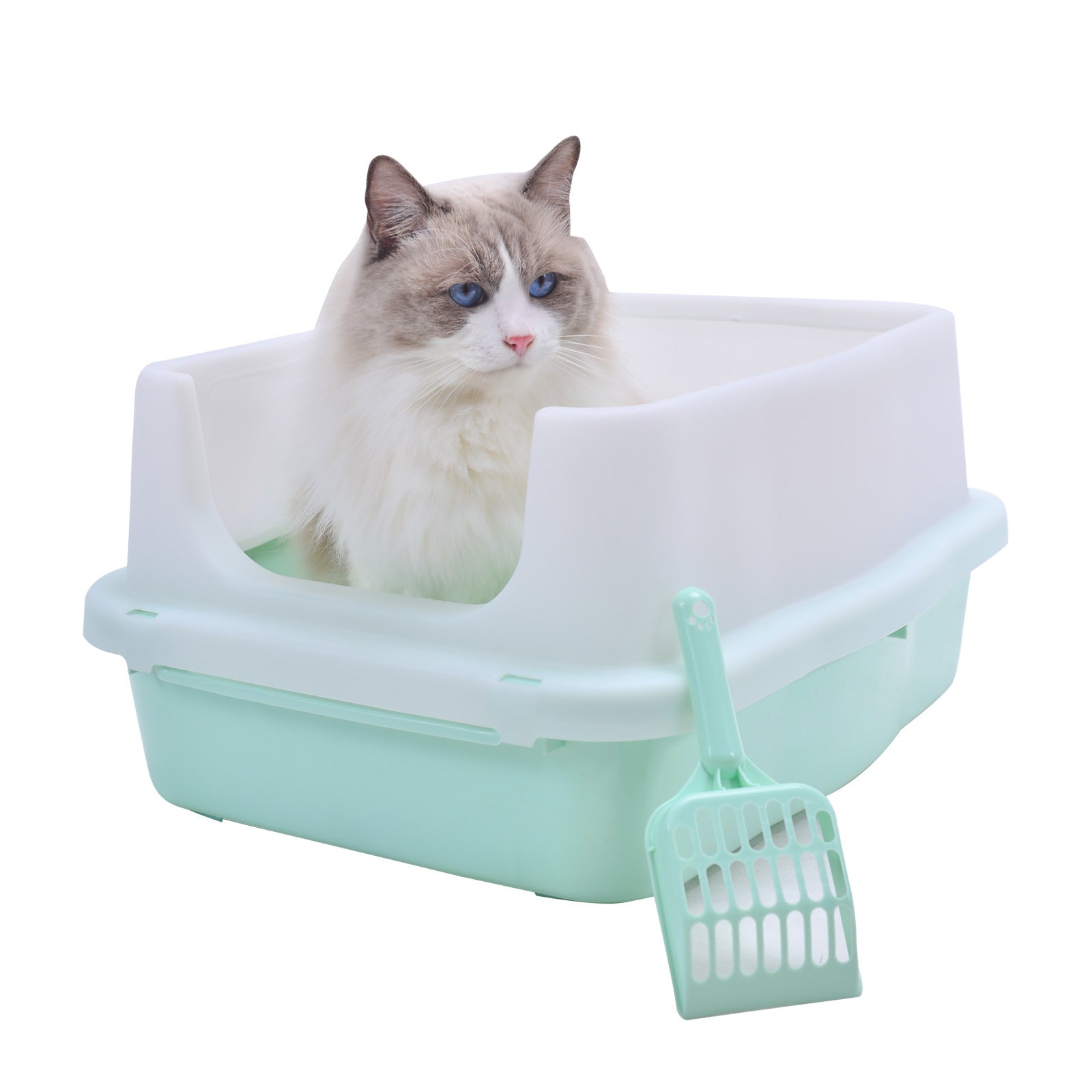 YES4PETS Large Deep Cat Kitty Litter Tray High Wall Pet Toilet Tray With Scoop Green V278-BP151-LITTER-TRAY-GREEN