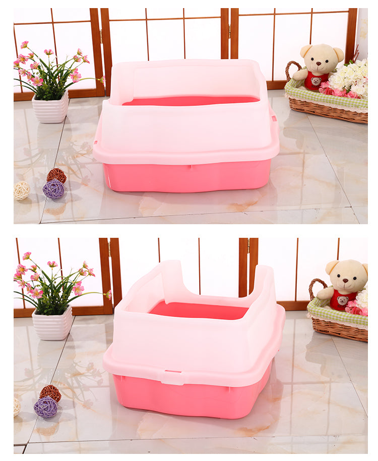 YES4PETS Large Deep Cat Kitty Litter Tray High Wall Pet Toilet Tray With Scoop Pink V278-BP151-LITTER-TRAY-PINK