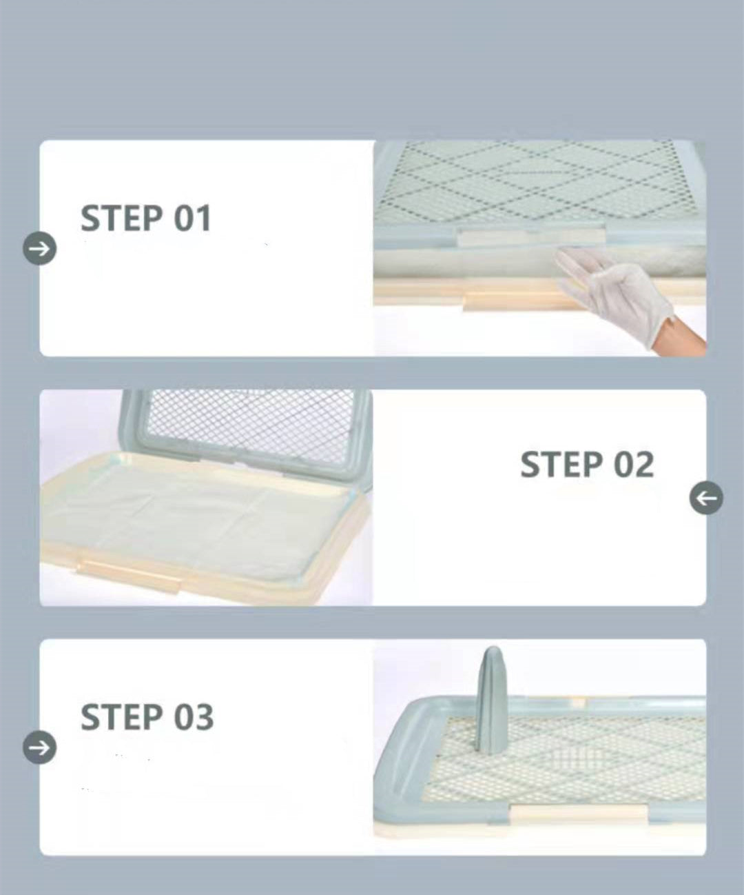YES4PETS Medium Portable Dog Potty Training Tray Pet Puppy Toilet Trays Loo Pad Mat Blue V278-BP159-M-POTTY-POLE-BLUE