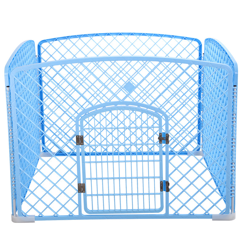 YES4PETS 4 Panel Plastic Pet Pen Pet Foldable Fence Dog Fence Enclosure With Gate Blue V278-BP161-PEN4PANEL-BLUE