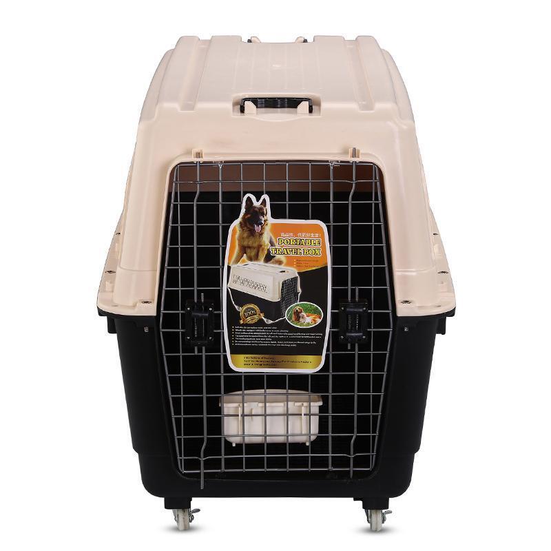 YES4PETS XXXL Plastic Pet Dog Carrier Transport Cat Cage With Wheels Tray & Bowl V278-BP216
