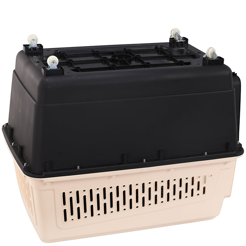 YES4PETS XXXL Plastic Pet Dog Carrier Transport Cat Cage With Wheels Tray & Bowl V278-BP216